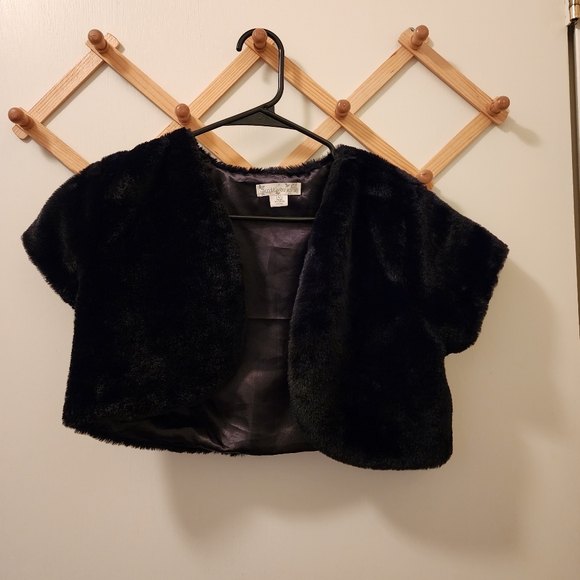 Knitworks Other - Knit Works black faux fur shawl/bolero/jacket used good condition 14 1/2 plus